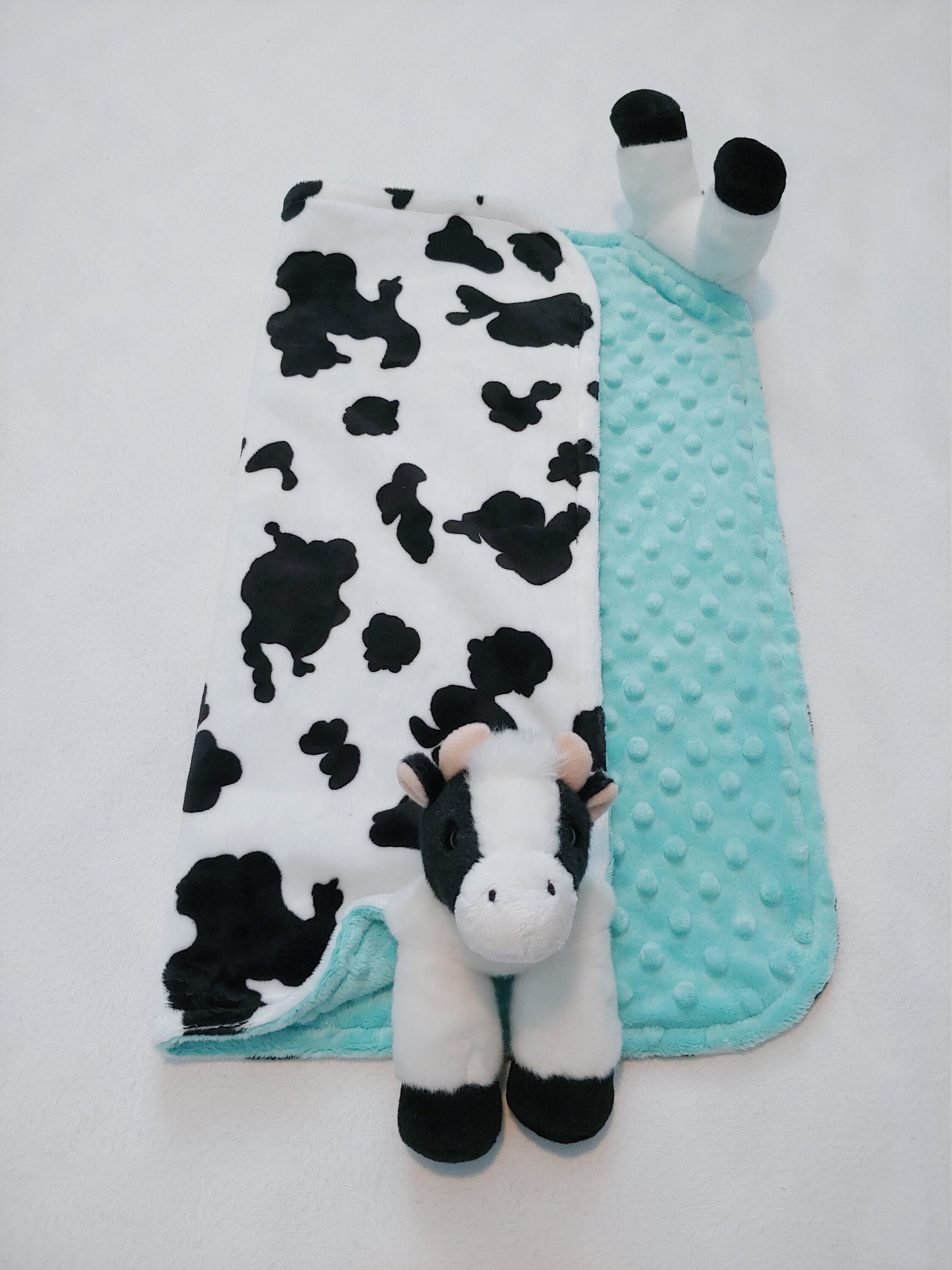 Cow Minky Blanket Baby Animal Blanket Snuggle Blanket Lovey Etsy