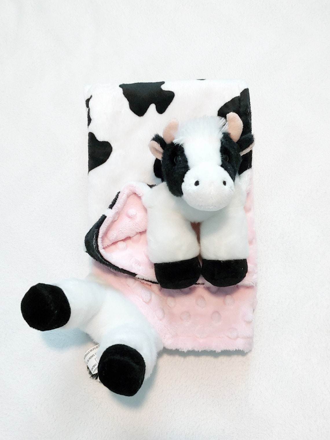 Cow Minky Blanket Baby Animal Blanket Snuggle Blanket Lovey Etsy