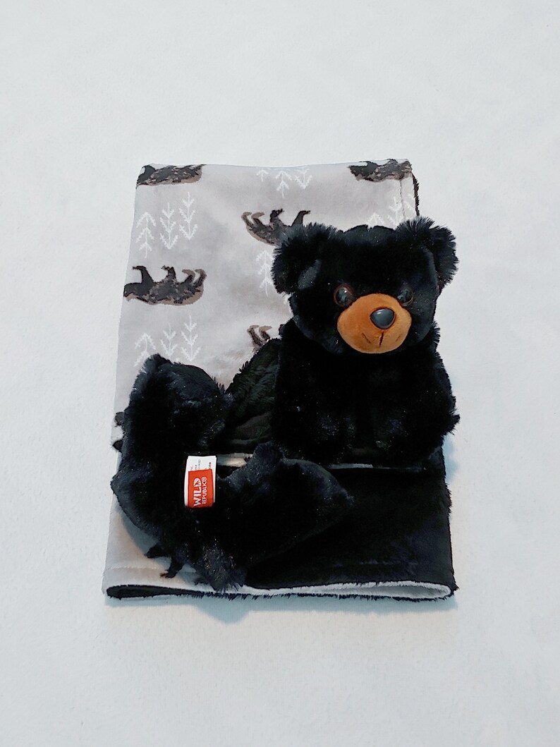 Bear Minky Blanket Baby Animal Blanket Snuggle Blanket Lovey Etsy