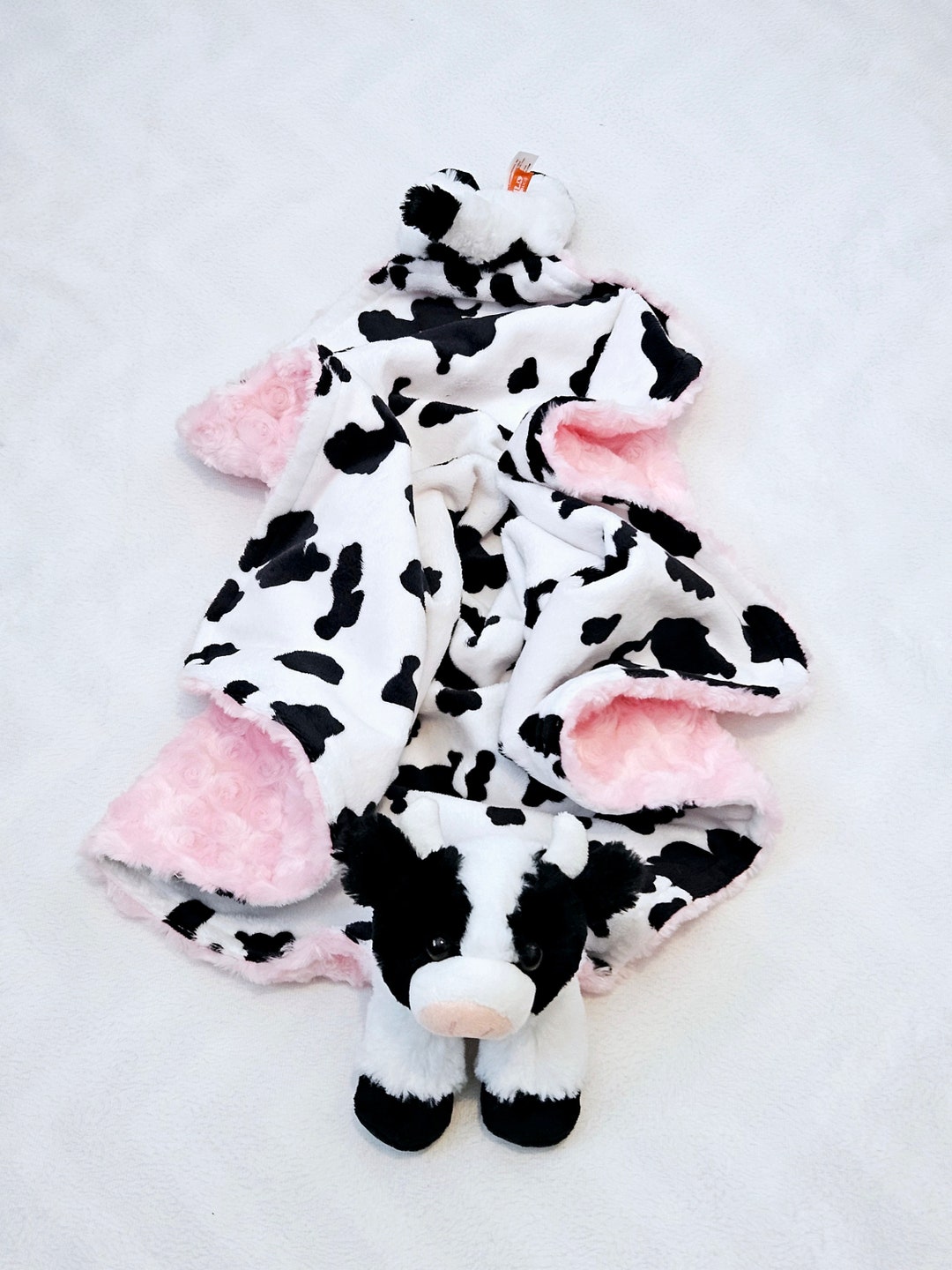 Cow Minky Blanket Baby Animal Blanket Snuggle Blanket Lovey Etsy