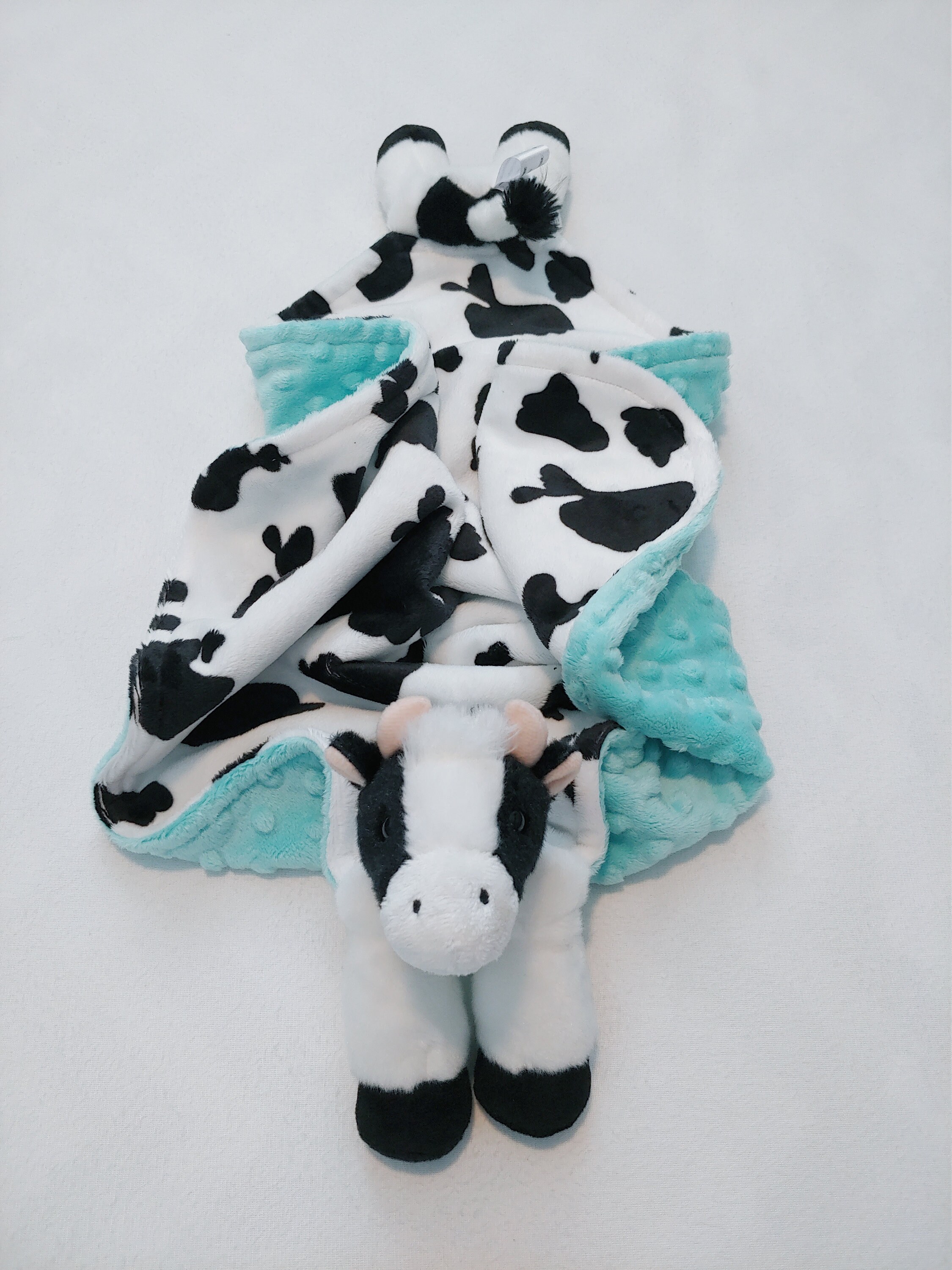 Cow Minky Blanket Baby Animal Blanket Snuggle Blanket Lovey Etsy