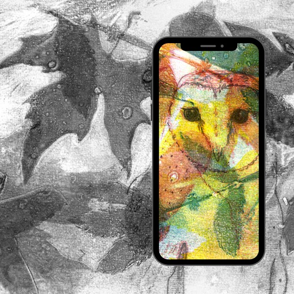 Barn owl smartphone background. Phone wallpapers made from original artworks. Barn owl, feathers and foliage design.