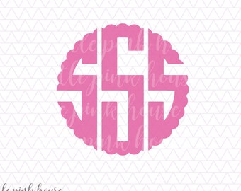 Scalloped Monogram, SVG, Scalloped Alphabet, Scalloped DXF, Monogram Alphabet, Svg Fonts, Cricut Fonts, Silhouette Cut Files, monogram