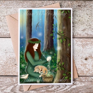 Carte de voeux Medicine Woman - oeuvre d'art originale - Enveloppe kraft de 5 x 7 po.