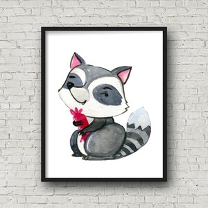 Raccoon Printable Wall Art, Nursery Decor, Nursery Art, Nursery Prints, Gender Neutral, Baby Shower Gift, Animal Wall Art, Animal Prints