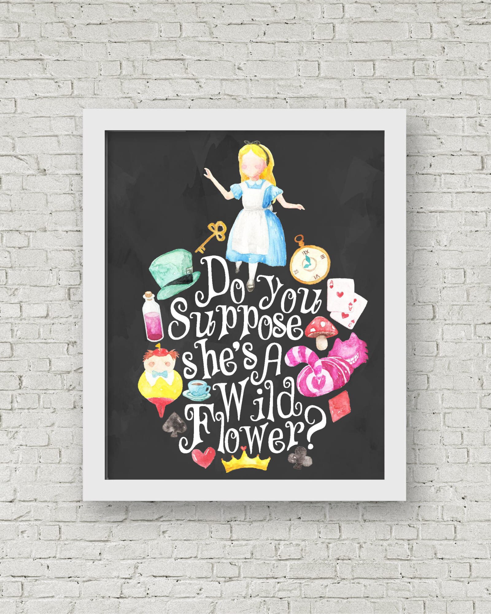 Wall D cor Prints Alice In Wonderland Printable Quote Wall Art Instant 
