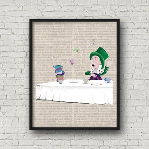Alice in Wonderland Printable Wall Art, We’re All Mad Here, Mad Hatter, Tea Time, White Rabbit, Tim Burton, Bedroom Decor, Digital File