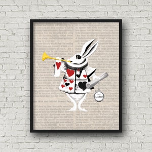 Alice in Wonderland Printable Wall Art, We’re All Mad Here, White Rabbit, Tim Burton, I’m Late, No Time To Say Hello Goodbye, Bedroom Decor