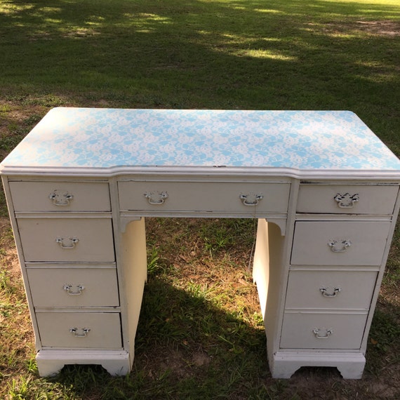 Shabby Chic Dresser Chippy Writing Desk Vanity Drawers Farmhouse