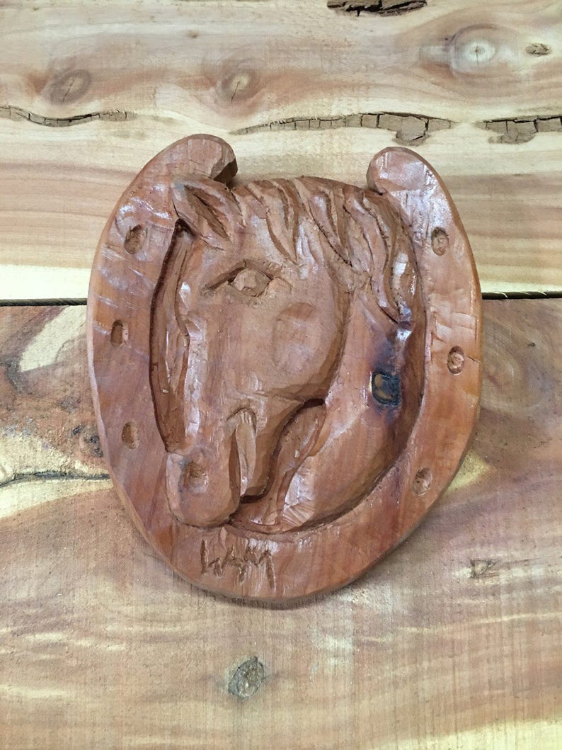 Horseshoe Good Luck Wall Hanging Wood Carving Farmhouse Etsy
