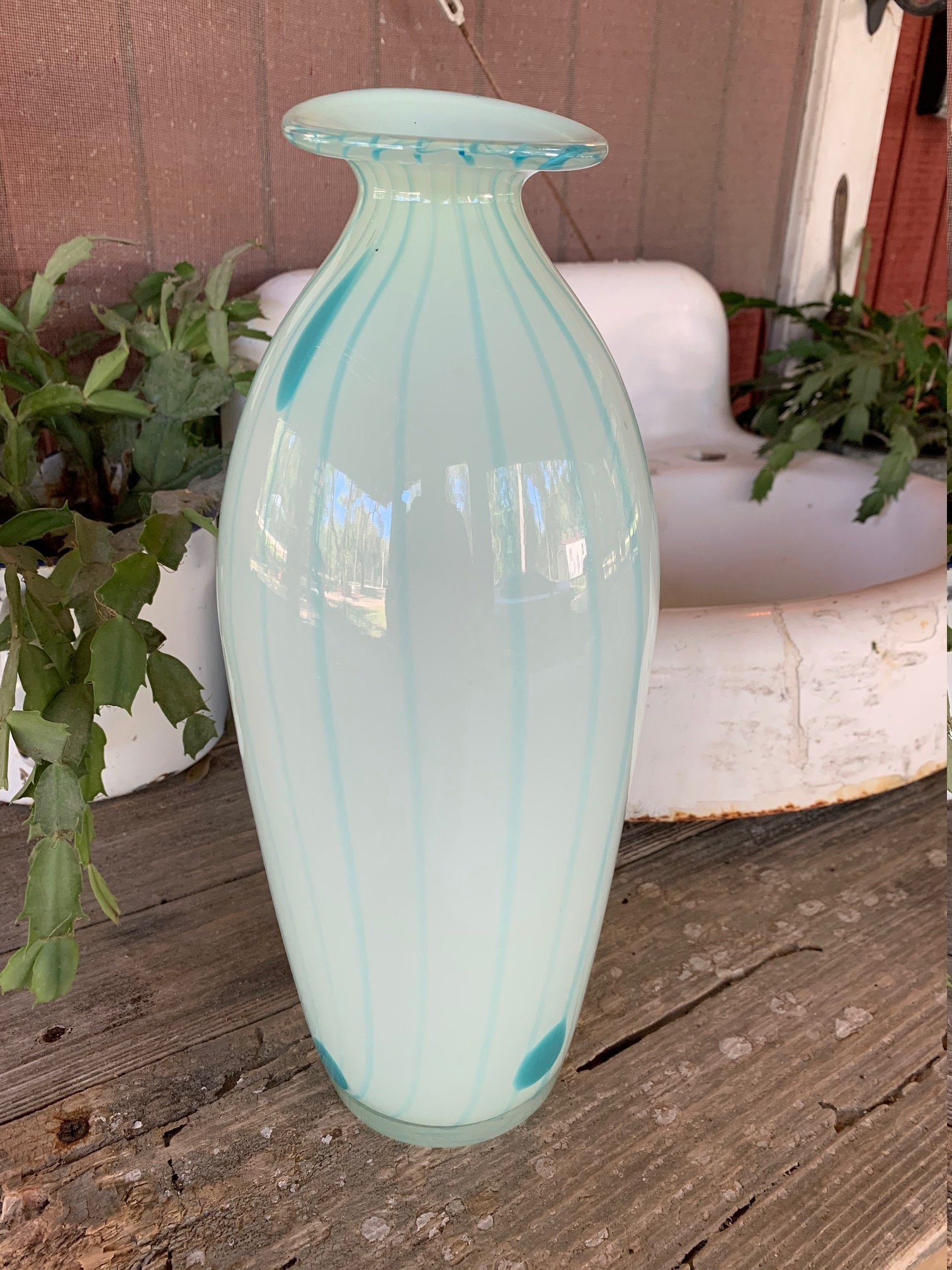 Vintage Hand Blown Vase Vintage Art Deco Vase Etsy