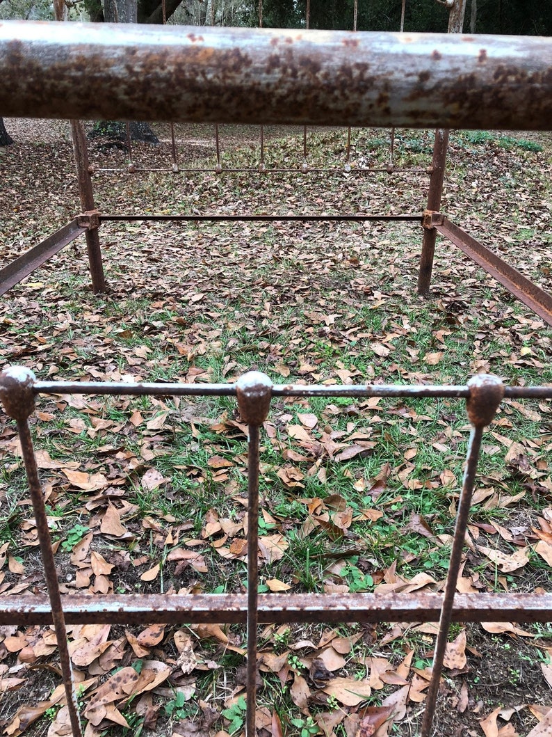 Antique Cast Iron Bed Full Size Farmhouse Rustic Decor Etsy