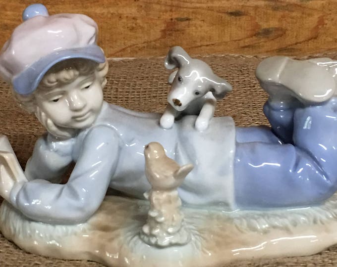 Paul Sebastian Figurine Boy Reading to His Dog Collectibles Etsy