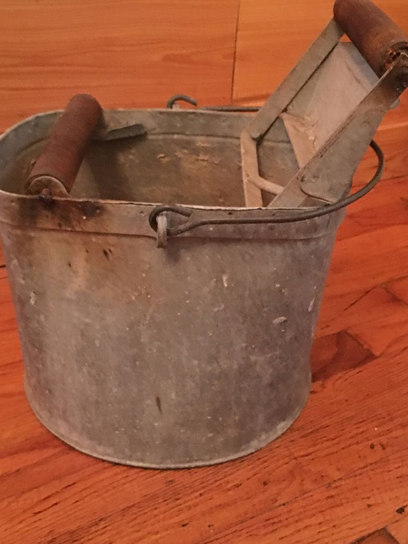 Vintage Mop Bucket Industrial Cleaning Equipment Farmhouse Etsy