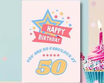Fabulous 50th Birthday Card | Retro Milestone Celebration