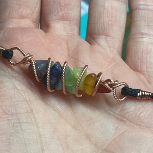 7 chakra necklace wrapped in copper, silver or gold