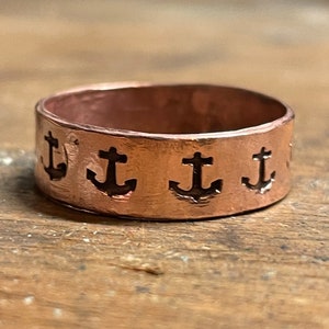 Copper or sterling silver anchor ring