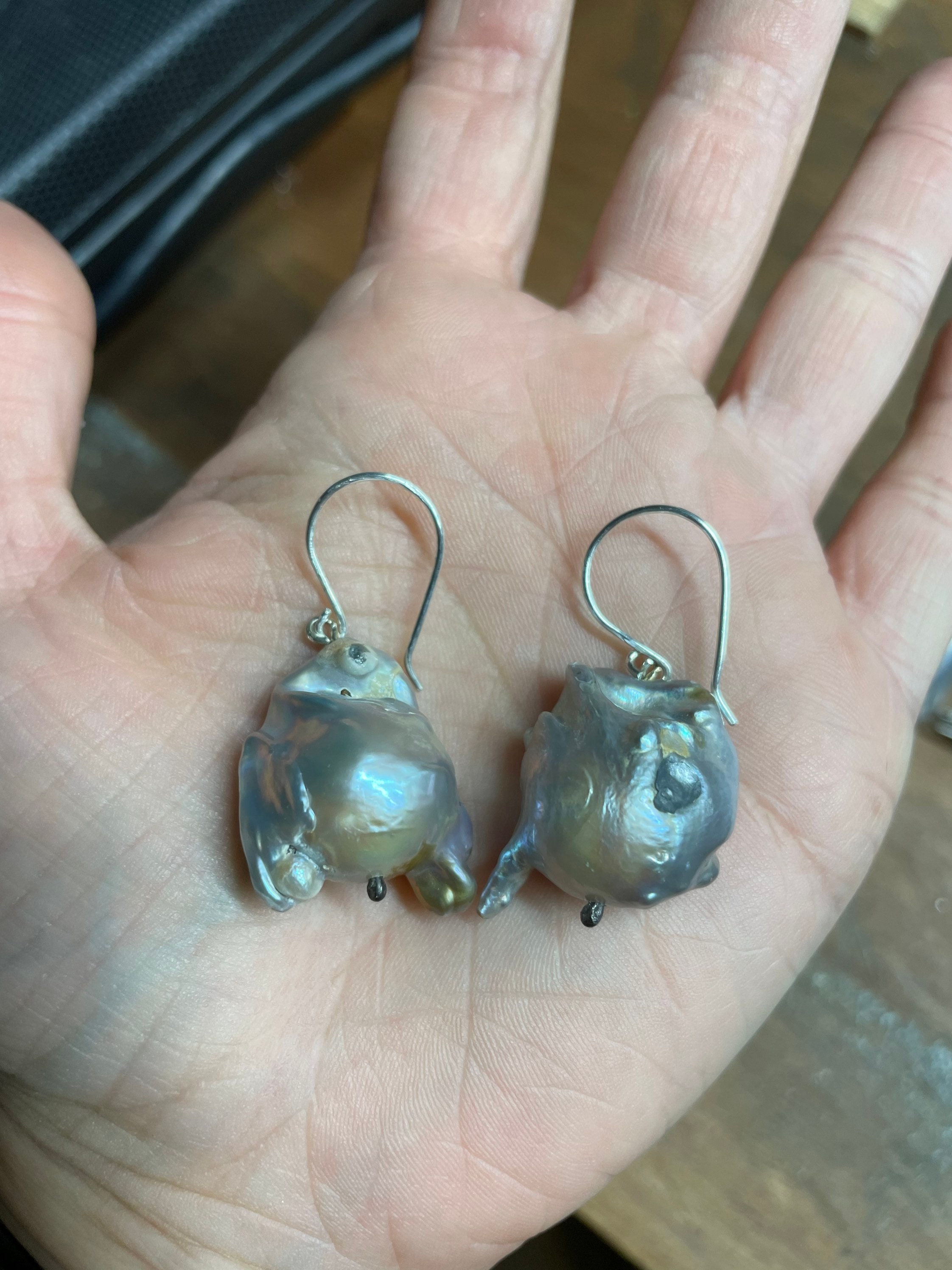 新品未使用 Tostalgic clothing Pearl earring Long Pearl Earrings Sterling Silver Pearl Leaf Earrings