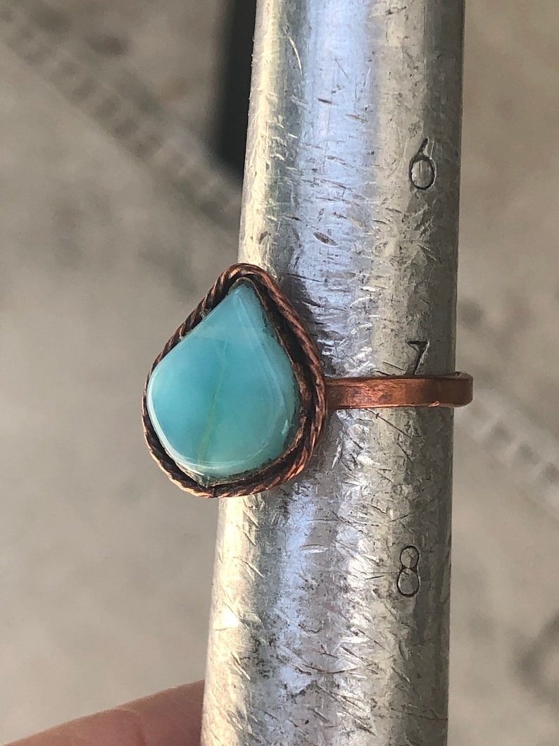 Larimar and copper ring size 7