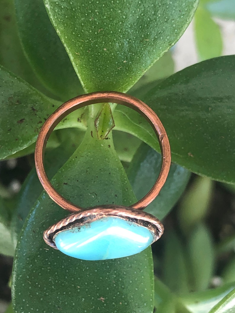 Larimar and copper ring size 7