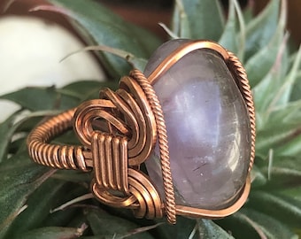 Copper and amethyst ring