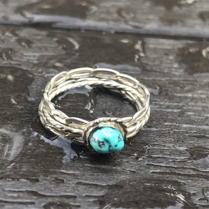 Set of 3 sterling silver and turquoise stackers