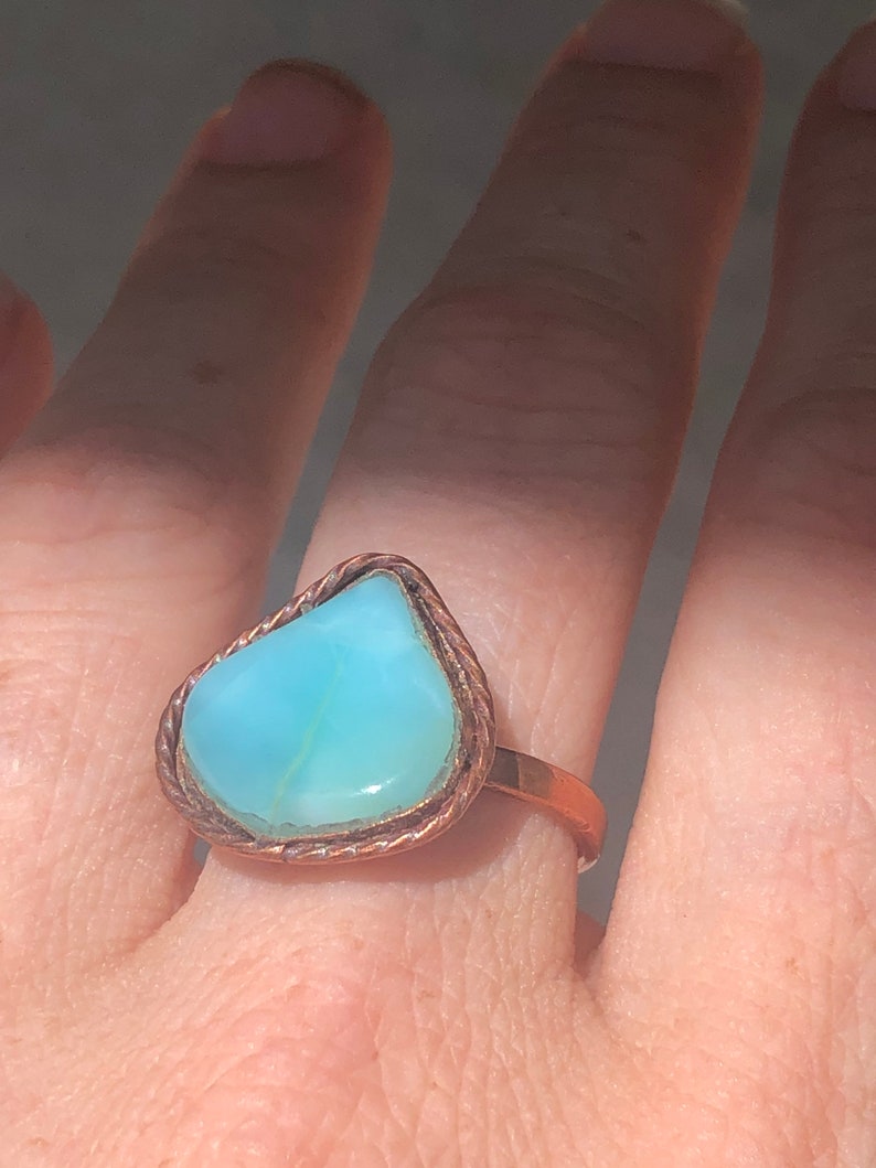 Larimar and copper ring size 7