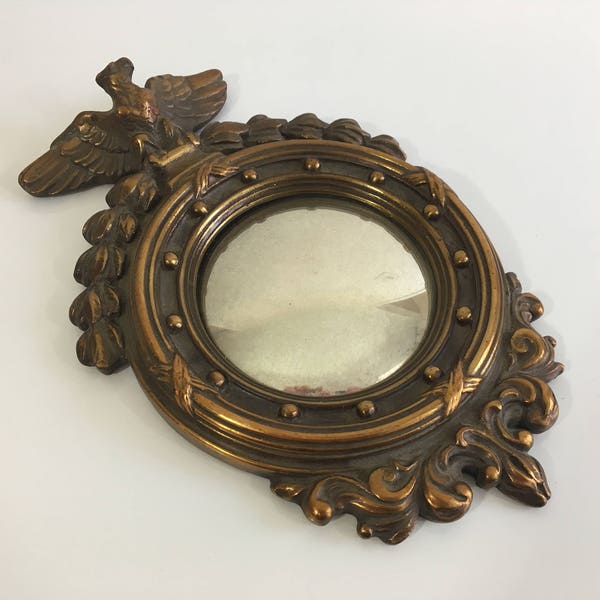 Vintage Federal Eagle Mirror Bullseye Round Circle Convex Porthole Mid-Century Mantique Rustic