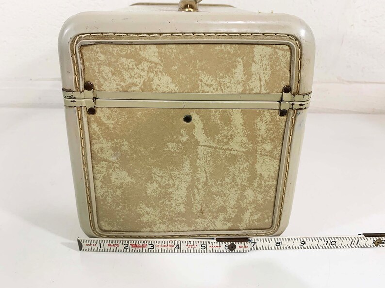 Vintage Samsonite Streamlite Train Case Make Up Bag Suitcase Makeup Case Overnight Bag Luggage Travel 1950s Mirror Vanity 1940s Beige Ivory image 9