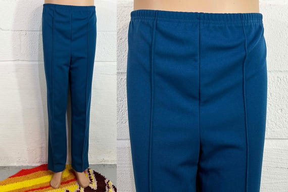 Vintage Haband Mod Pants Turquoise Teal Blue Pant Separates Wide Leg TV Movie Costume Dopamine Dressing 1960s Large 1970s