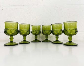 ビンテージグラス 黄色バラ3個set Vintage Floral Green Yellow White Juice Glasses Set of Three