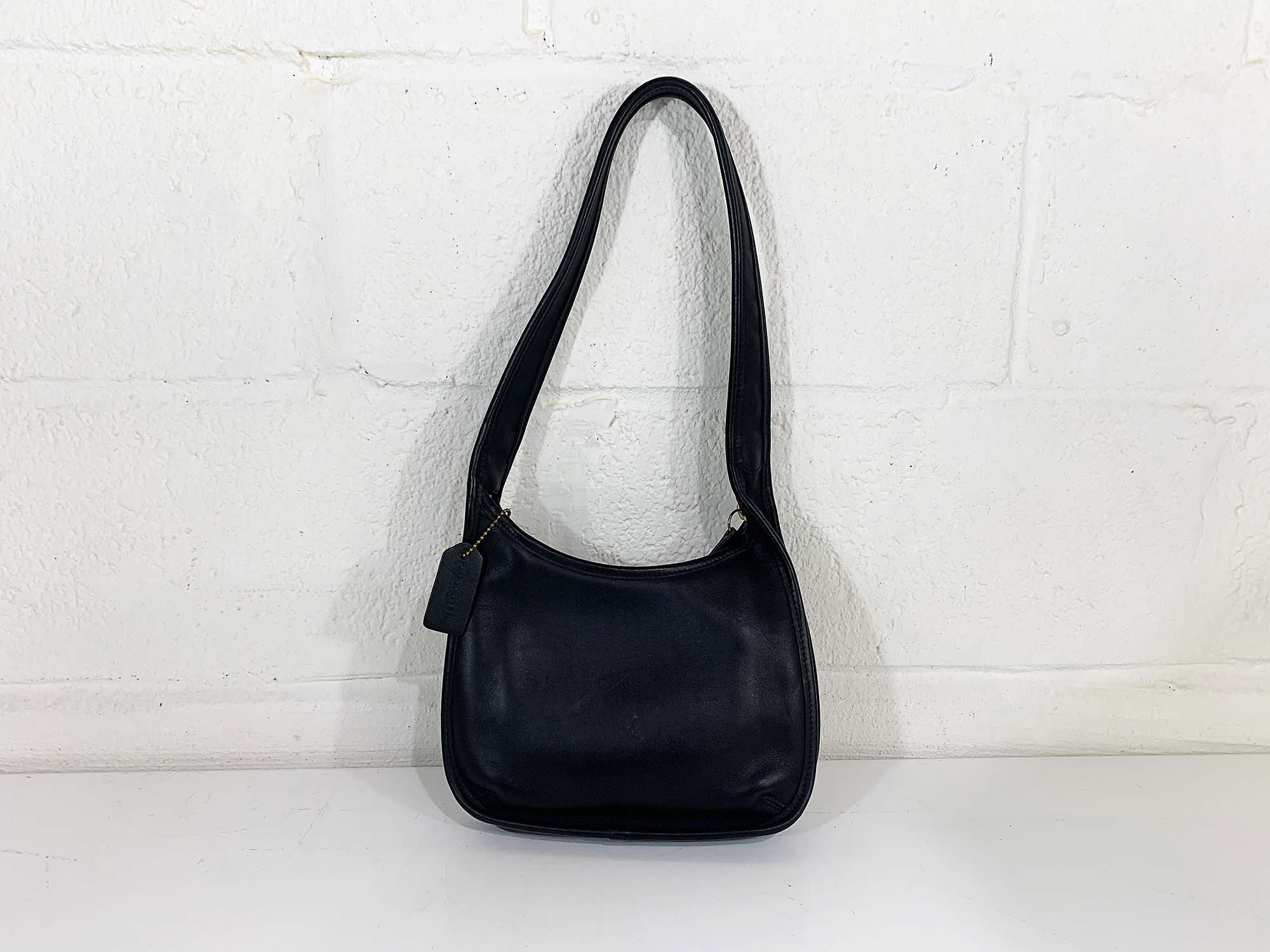 Vintage 90's Coach Ergo Mini Zip #9020 Hobo Bag Black Leather