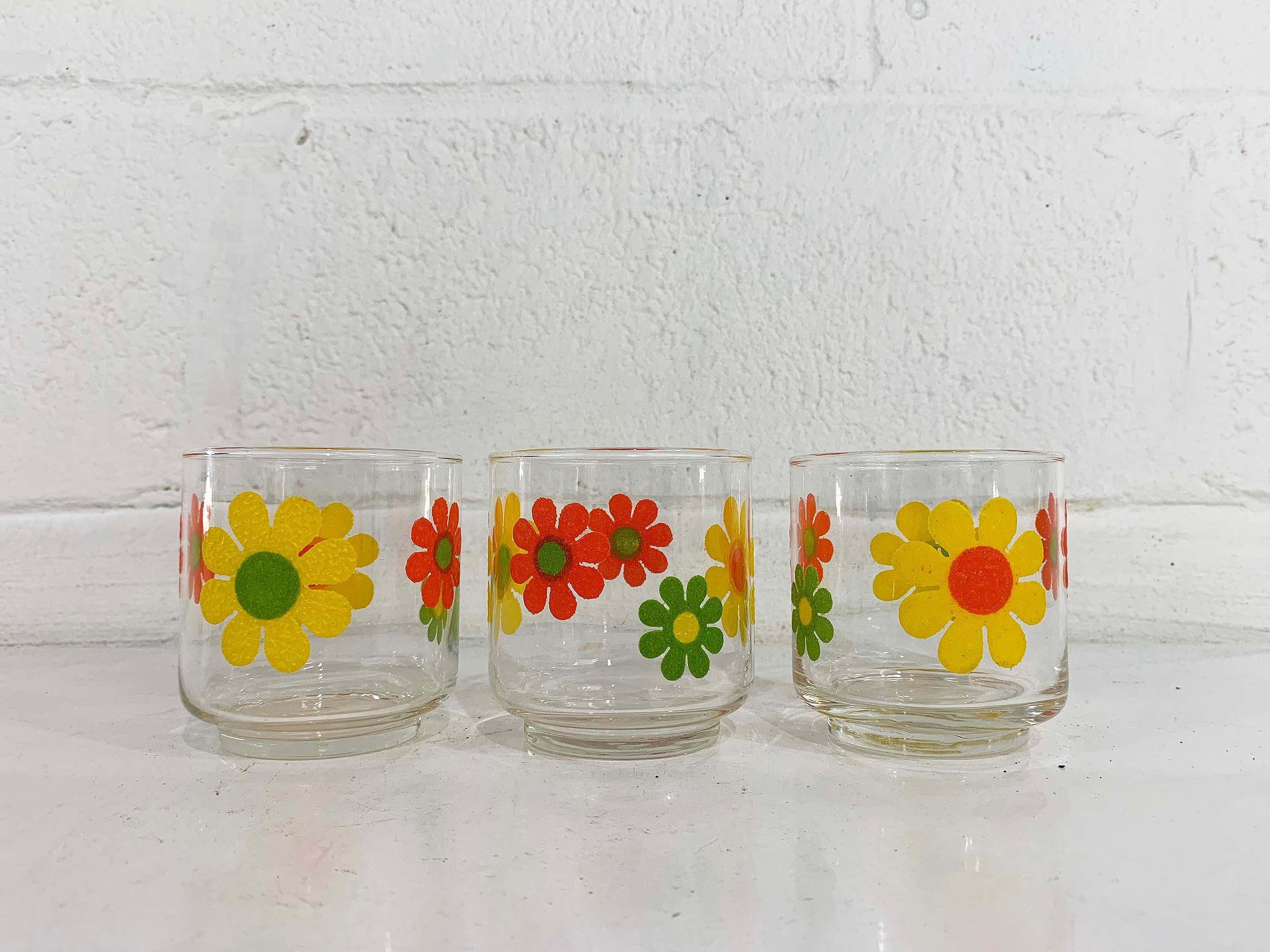 Libbey Vintage Glasses, Set of 4, 16 oz Cooler, Flower Power