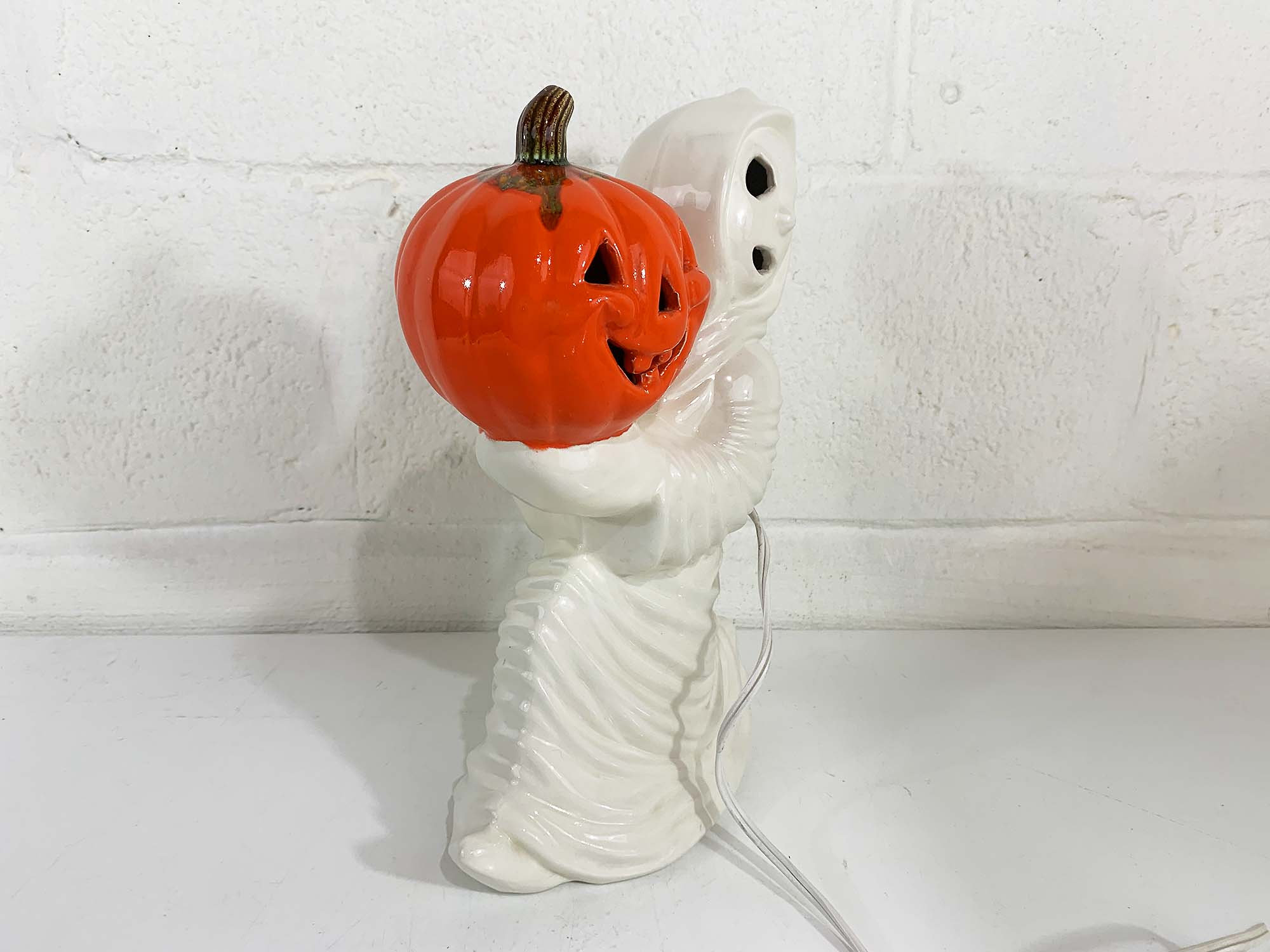 Vintage Ceramic Ghost Light Jack O' Lantern Halloween Party Pumpkin ...