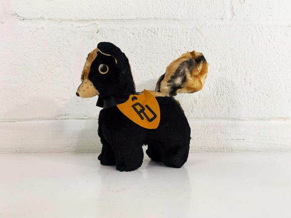 Vintage 1950s Stuffed Animal Purdue University Plush Skunk Wee Stinker Collegiate Toy PU Mascot Cute Kitsch Kawaii