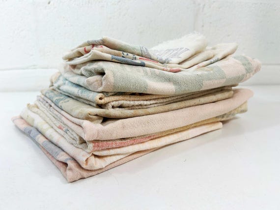 Vintage Lot of 7 Feed Sacks Purina Chow Flour Sugar Cotton Bags Linen Scrap Red Rose Stock 1950s