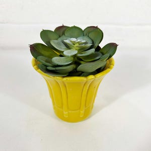 Vintage Small Planter Yellow Glass Mini Flower Pot Sunshine USA 1960s 1950s