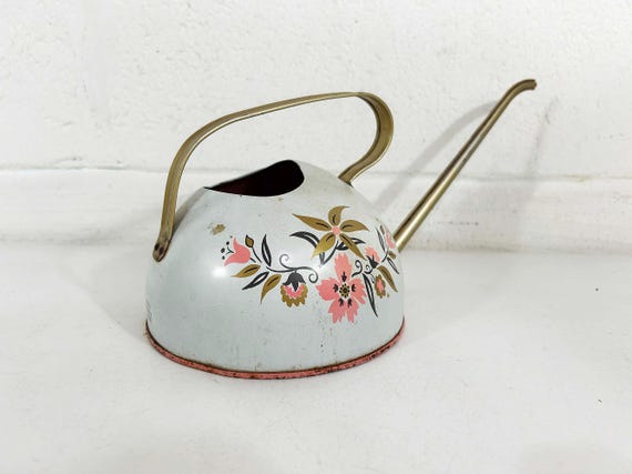 Vintage Floral Watering Can Flower Ohio Art Flowers Mid-Century Garden Plants Gardening Nursery 1960s