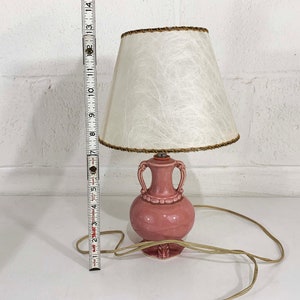 Vintage Small Pink Table Lamp Ceramic Light Decor MCM Rose Mid-Century Shade Accent Lighting Bedroom 1960s 1950s image 8