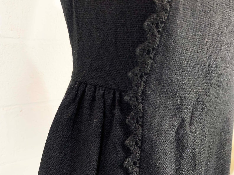 Vintage Black Party Dress Carol Rodgers Wool Skater 1960s 60s Sleeveless Boho Party Cocktail Goth Vamp New Year's Eve Small XS image 6