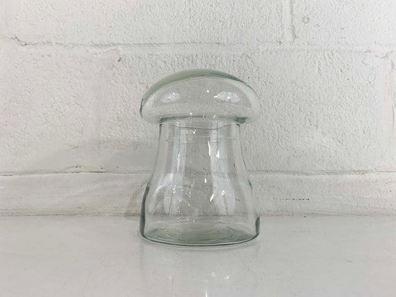 Vintage Mushroom Large Glass Terrarium 7" Apothecary Jar Libbey Display MCM Decor Mid-Century Kitchen Retro Kawaii Kitsch Cute Home 1970s