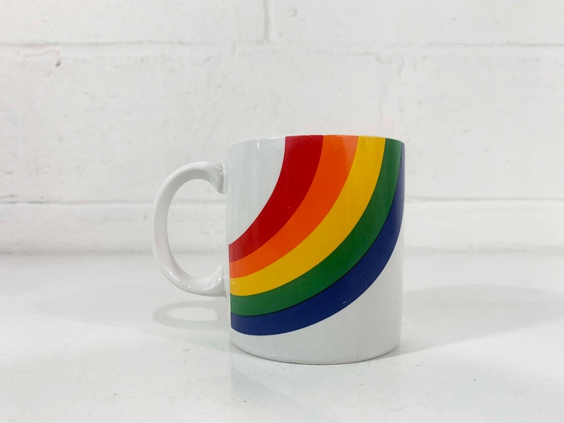 Vintage Rainbow Mug 1980s Made In Korea F.T.D.A. FTDA Coffee Cup Gay Pride Classic 1984 Cheerful Kitsch Kawaii Stranger Things image 3