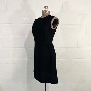 Vintage Black Party Dress Carol Rodgers Wool Skater 1960s 60s Sleeveless Boho Party Cocktail Goth Vamp New Year's Eve Small XS image 3