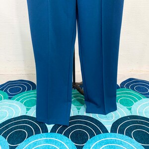 Vintage Haband Mod Pants Turquoise Teal Blue Pant Separates Wide Leg TV Movie Costume Dopamine Dressing 1960s Large 1970s image 4