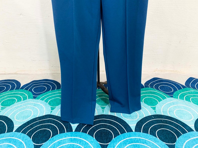 Vintage Haband Mod Pants Turquoise Teal Blue Pant Separates Wide Leg TV Movie Costume Dopamine Dressing 1960s Large 1970s image 4