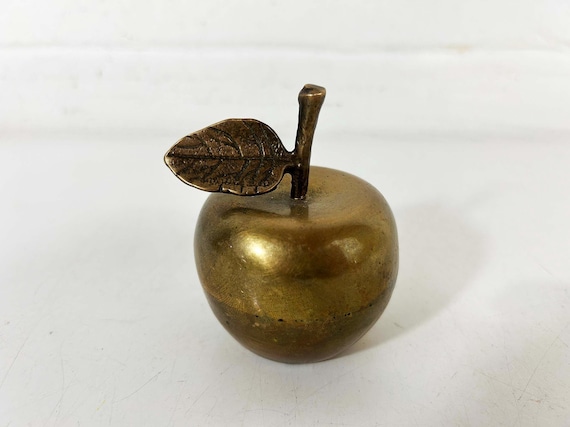 Vintage Brass Apple Bell - Mid Century Office Decor