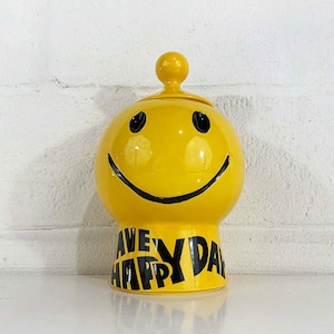 Vintage Mccoy Smiley Face Cookie Jar Kitchen Canister Storage Have