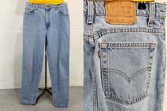 Vintage 551 Levi's Blue Jeans 32” Waist 31" Inseam Relaxed Fit Tapered Leg Denim USA 1980s 80s Pants Zip Fly Red Tab Size 14 Long Mom Jean