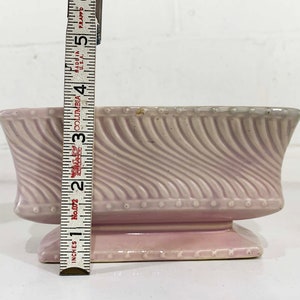 Vintage Pink McCoy Planter Art Deco Powder White Pedestal Ceramic Pottery Bowl Pot Mid-Century Pot MCM USA 1950s image 10