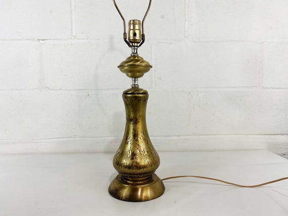 Vintage Gold Table Lamp Metal Light MCM Mid-Century Hollywood Regency Accent Lighting Mid-Century 1960s